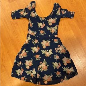 A floral navy summer dress with 1/2 sleeves